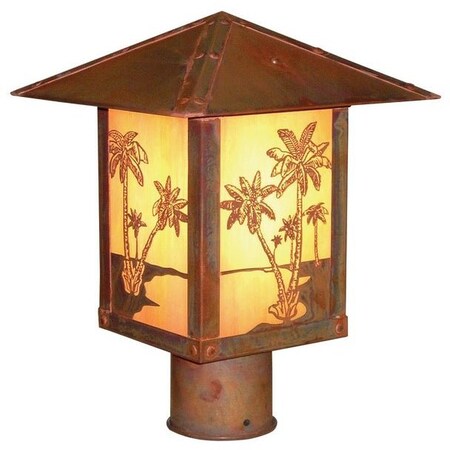 Arroyo Craftsman 16" Timber Ridge Post Mount With Trout Filigree, Mission Brown, Off White Glass TRP-16TROF-MB